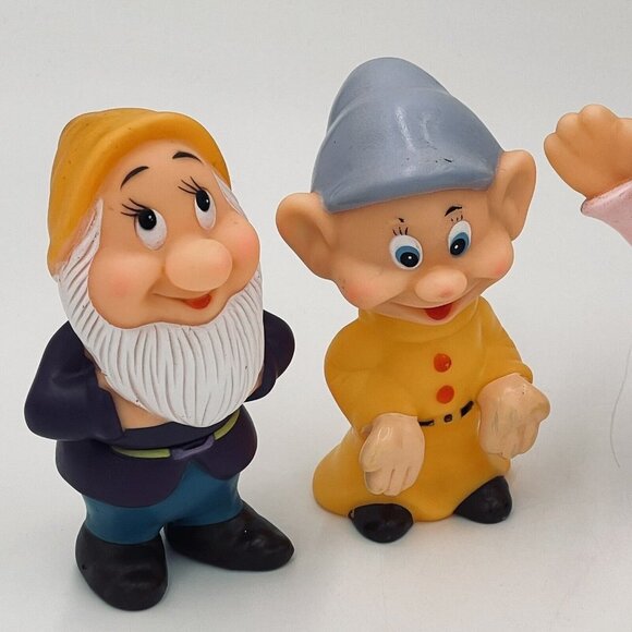 Vintage Walt Disney Productions Lot of 6 Dwarfs Squeaky Toys Hong Kong - Picture 2 of 11
